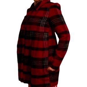 2/$50 Plaid puff sleeve empire waist coat